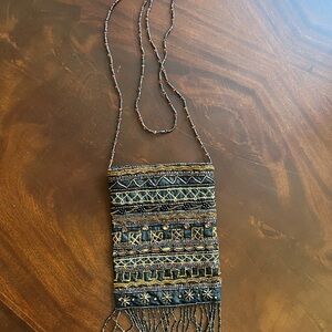 Next Beaded Boho Bag with Gold and Black Accents